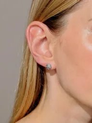 Silver earrings with zircon – elegant rose design