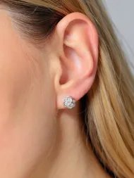 Silver earrings with zircon – elegant rose design