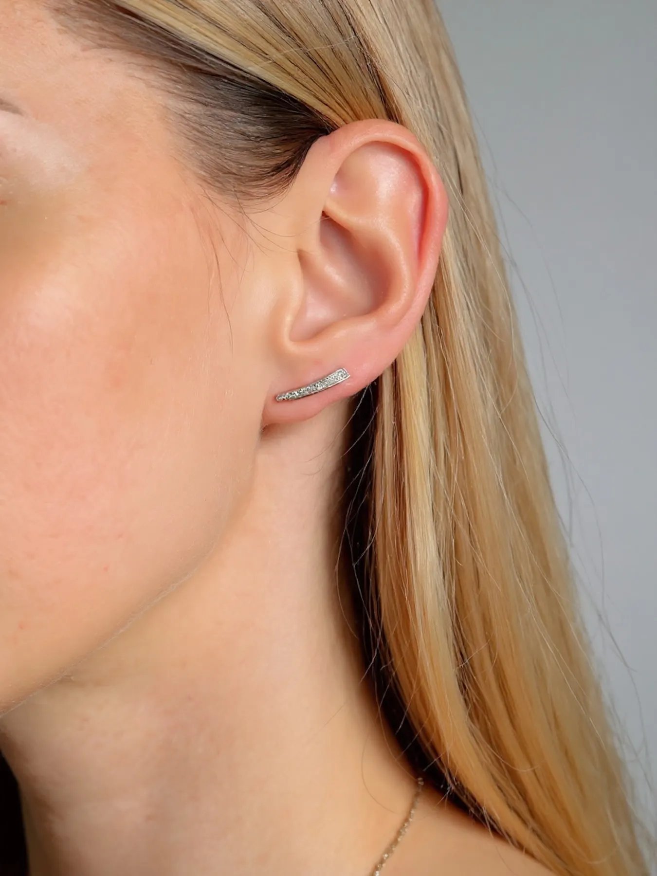 Silver Bar Earrings with Zircon – 925 Minimalist Women’s Jewelry