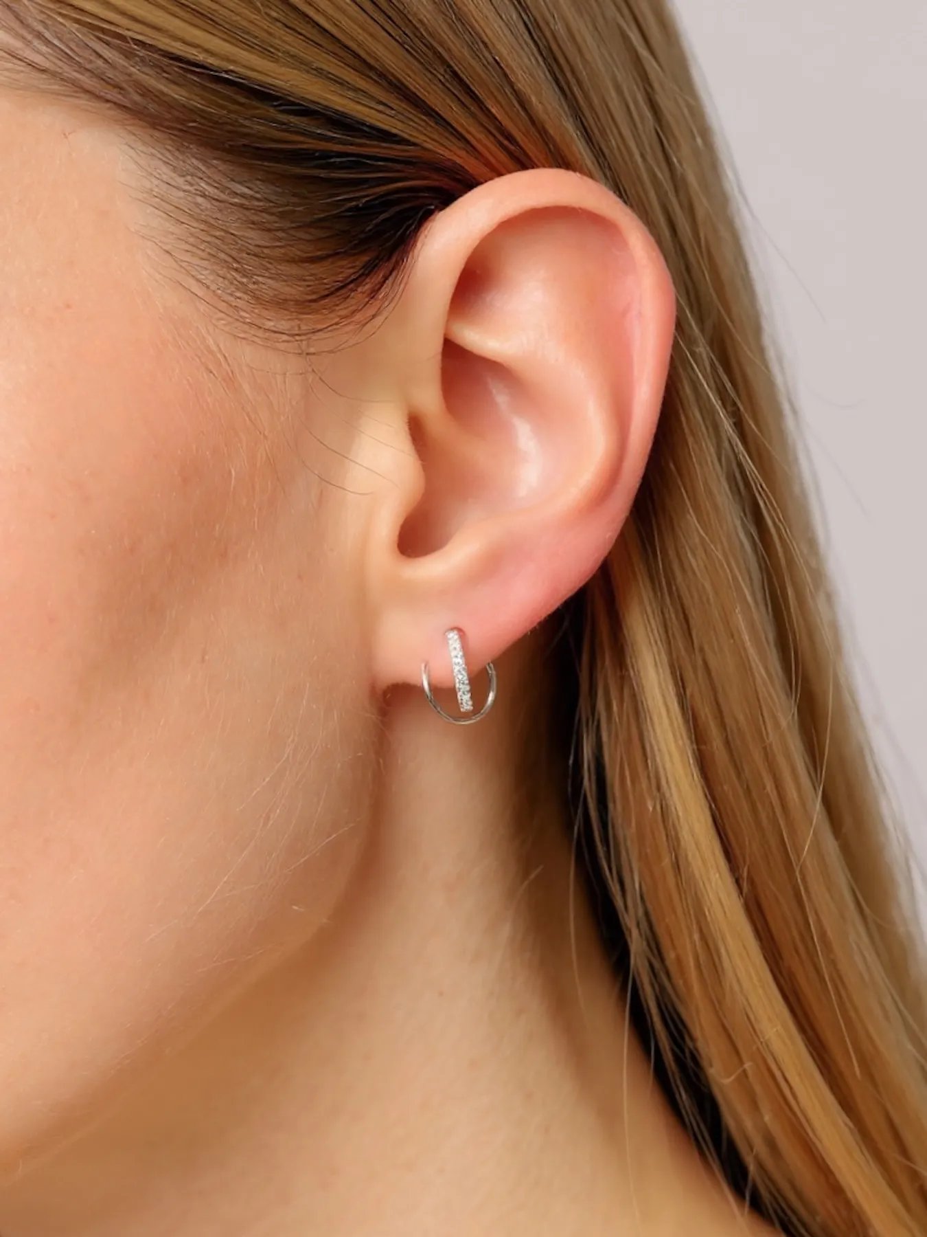 925 Silver Open Hoop Earrings | Minimalist Zircon Design
