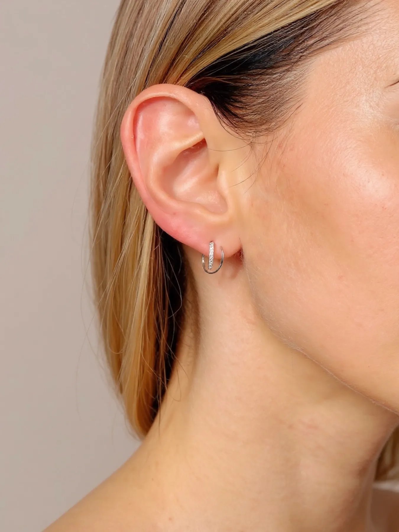 925 Silver Open Hoop Earrings | Minimalist Zircon Design