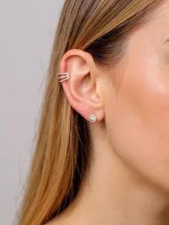 925 sidabro cuff auskaras – trijų eilučių su cirkoniais