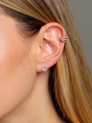 925 sidabro cuff auskaras – trijų eilučių su cirkoniais