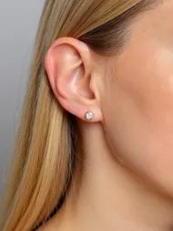 Elegantiški aukso spalvos auskarai su cirkonio akute