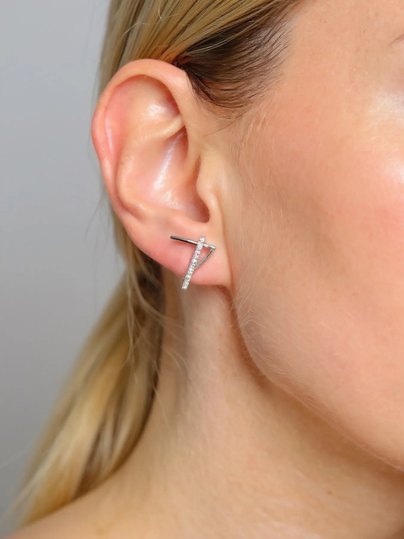 Geometric Line earrings 925 silver – with zircon stones