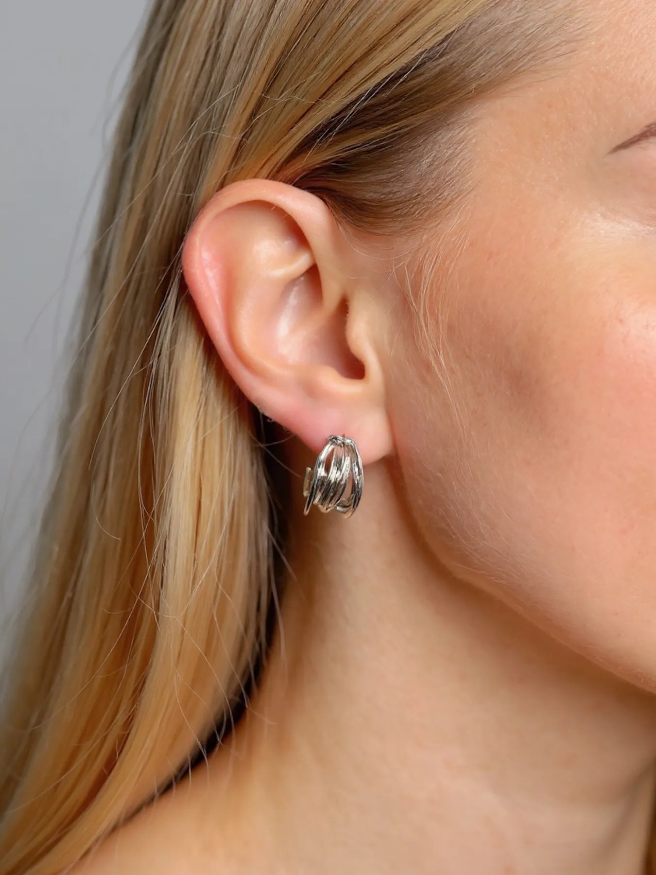 Lines earrings 925 silver – textured modern style