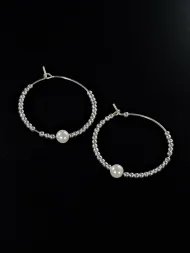 Sidabriniai auskarai – moteriški, minimalistiniai su perlu