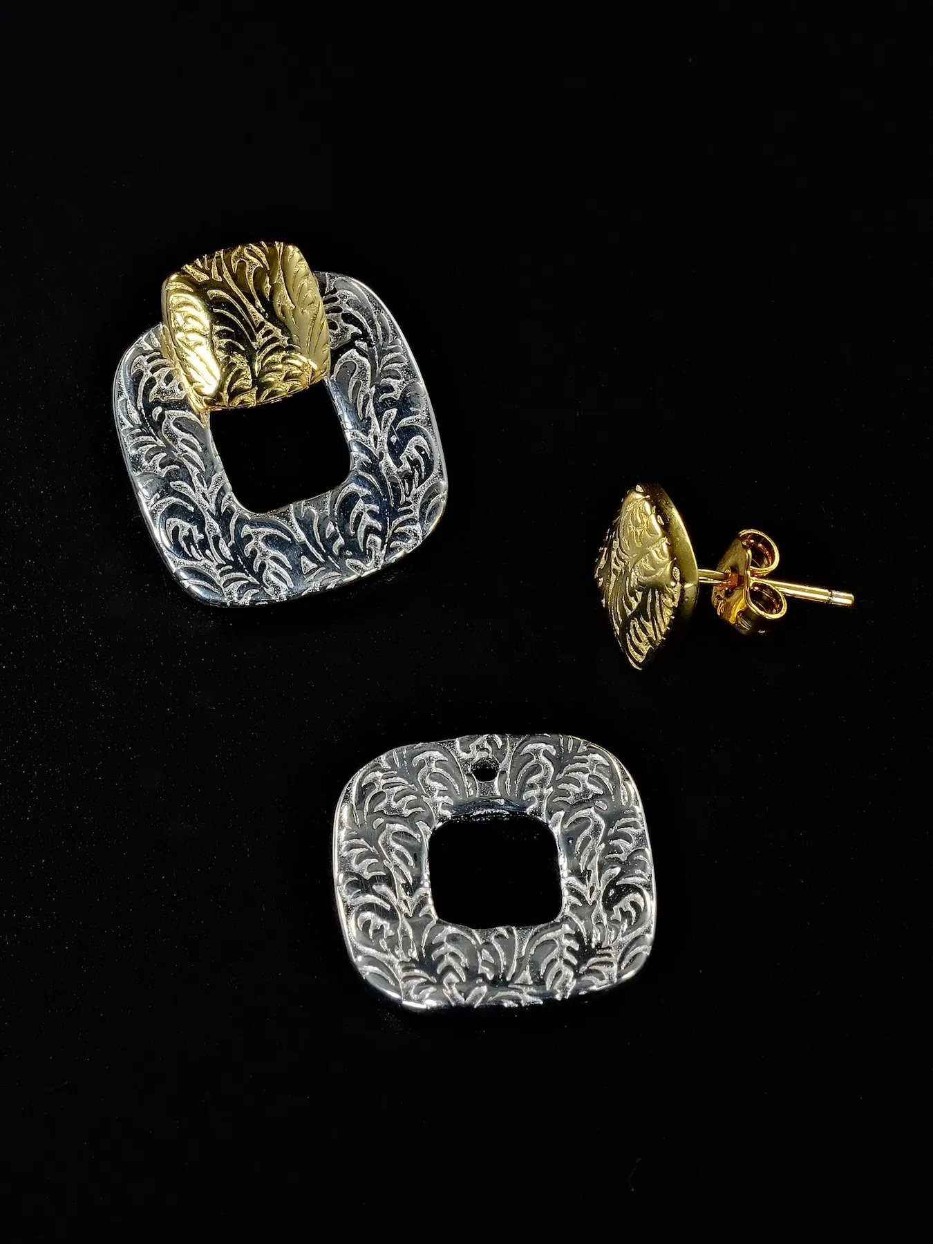 Silver earrings – women’s elegant with gold detail