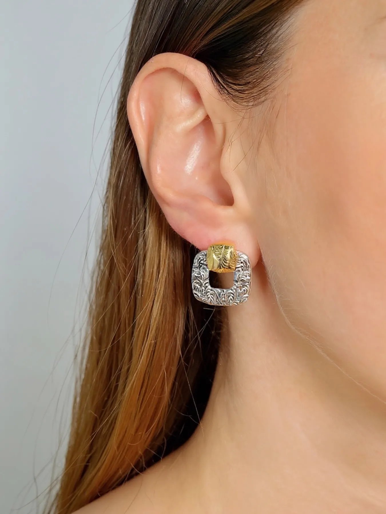 Silver earrings – women’s elegant with gold detail