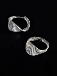 Sterling Silver Earrings with Delicate Line Design – 925 Silver