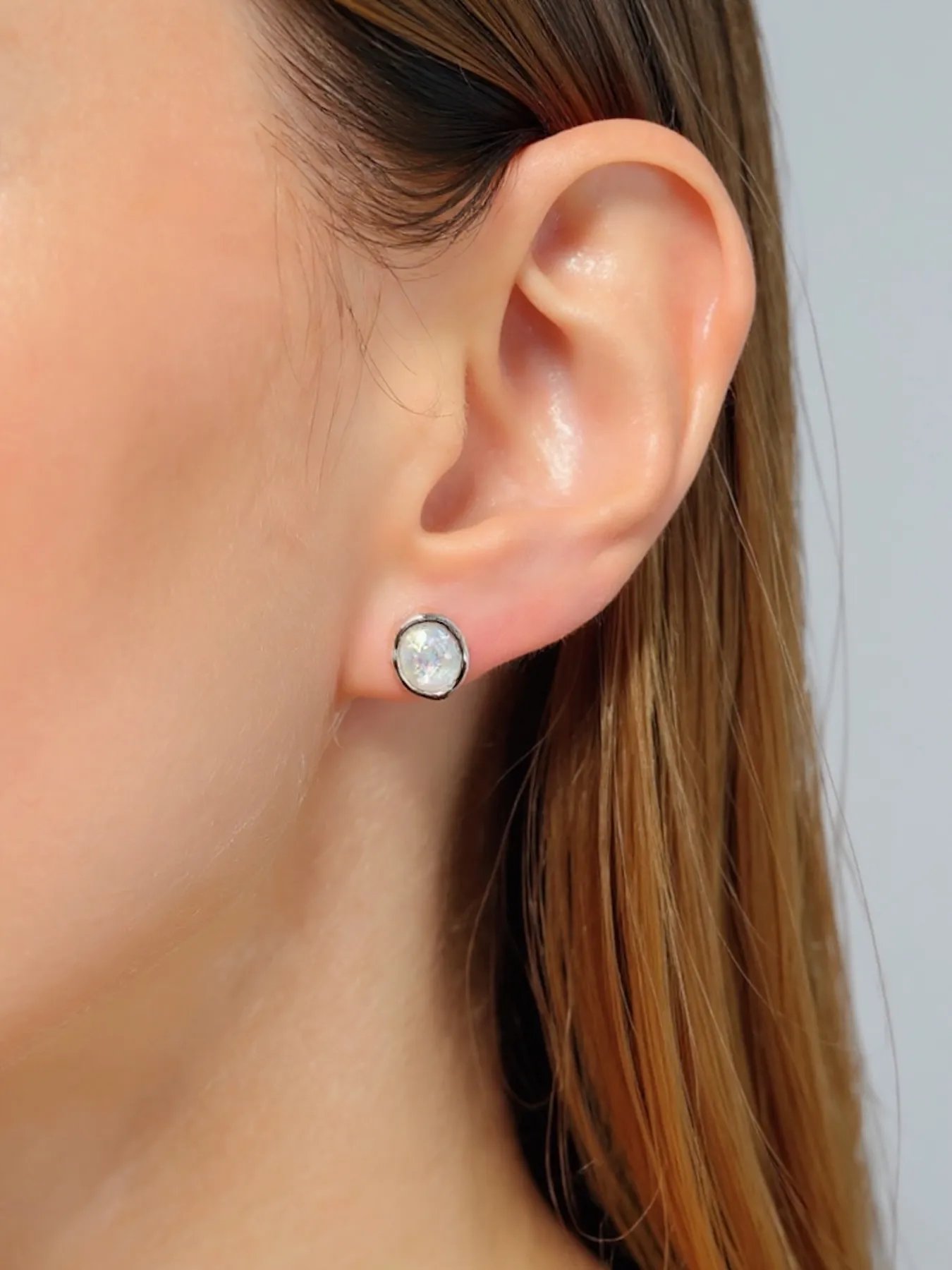 Silver Opal Earrings | 925 Sterling Silver & 18k Gold
