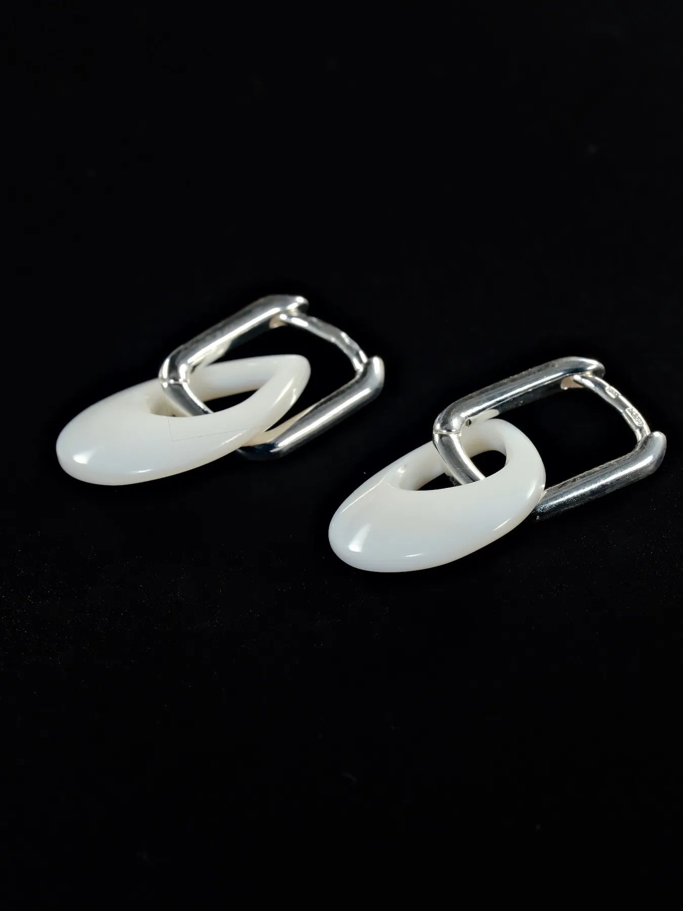 Silver Earrings with Mother-of-Pearl Detail | 925 Sterling Silver