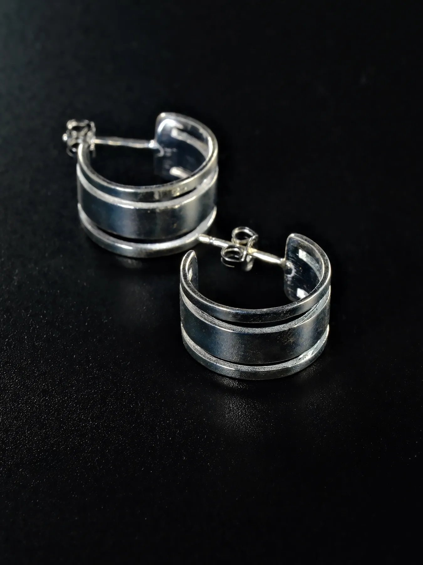 Sidabriniai auskarai su dviguba juosta | Soulle Moon