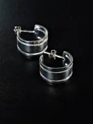 Sidabriniai auskarai su dviguba juosta | Soulle Moon