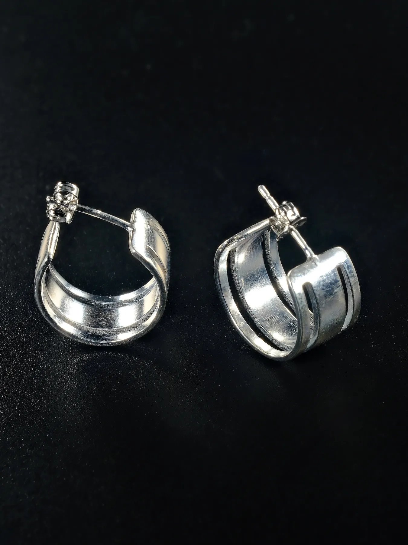 Sterling Silver Double-Band Earrings | Soulle Moon