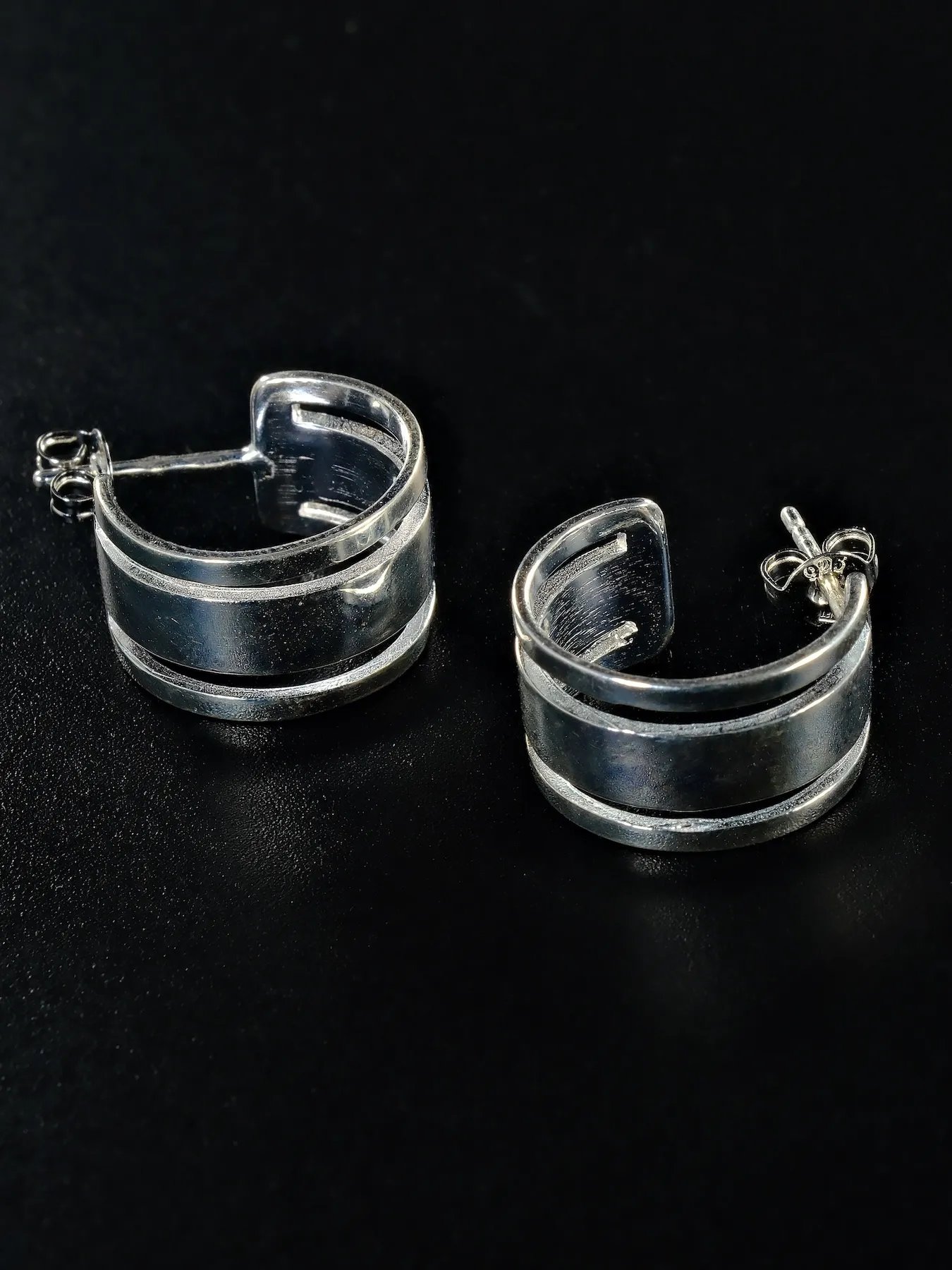 Sterling Silver Double-Band Earrings | Soulle Moon