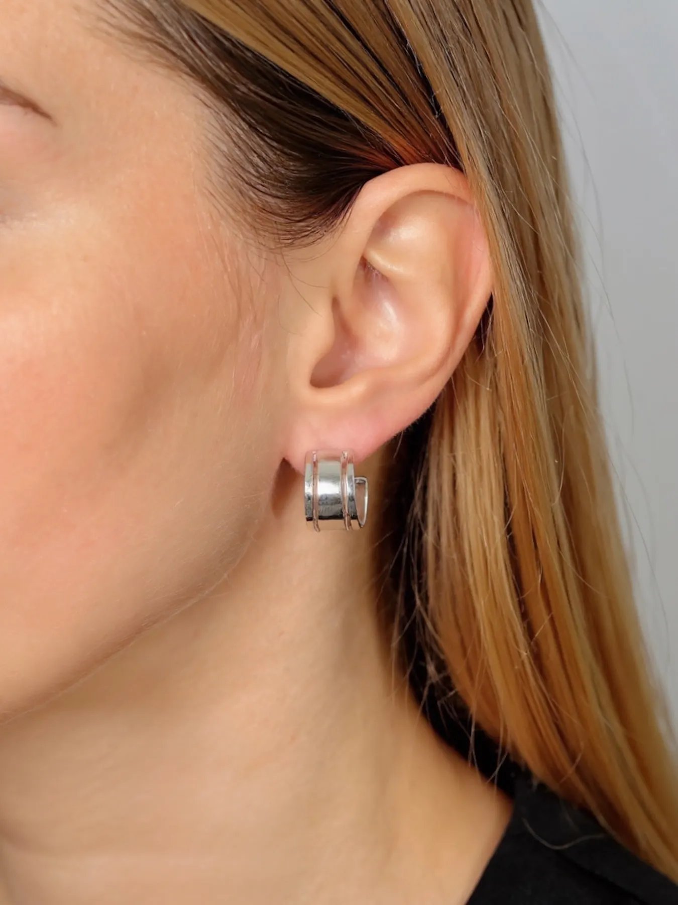 Sterling Silver Double-Band Earrings | Soulle Moon