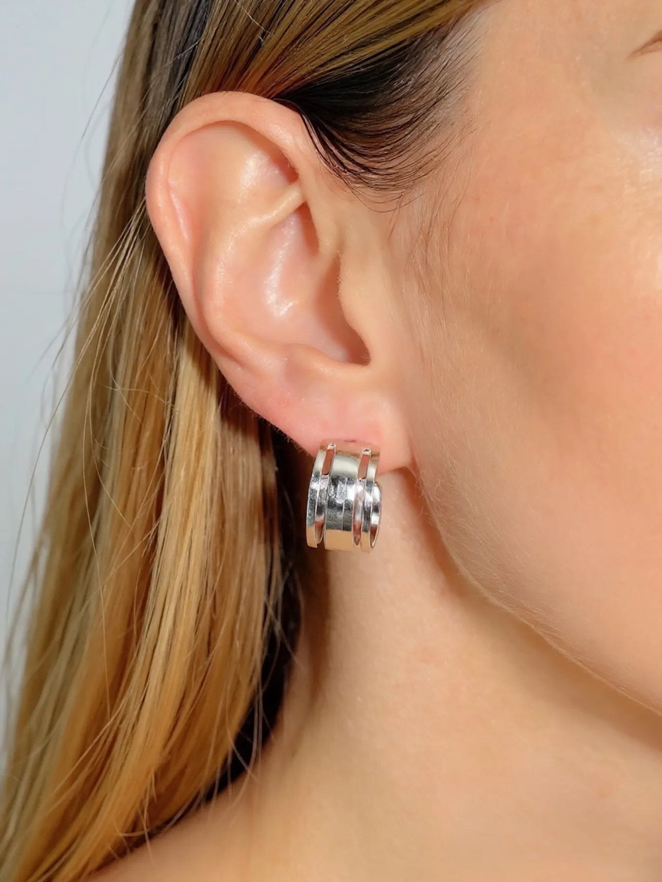 Sterling Silver Double-Band Earrings | Soulle Moon