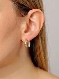 Two-Tone Silver Earrings | Elegant 925 Sterling Silver