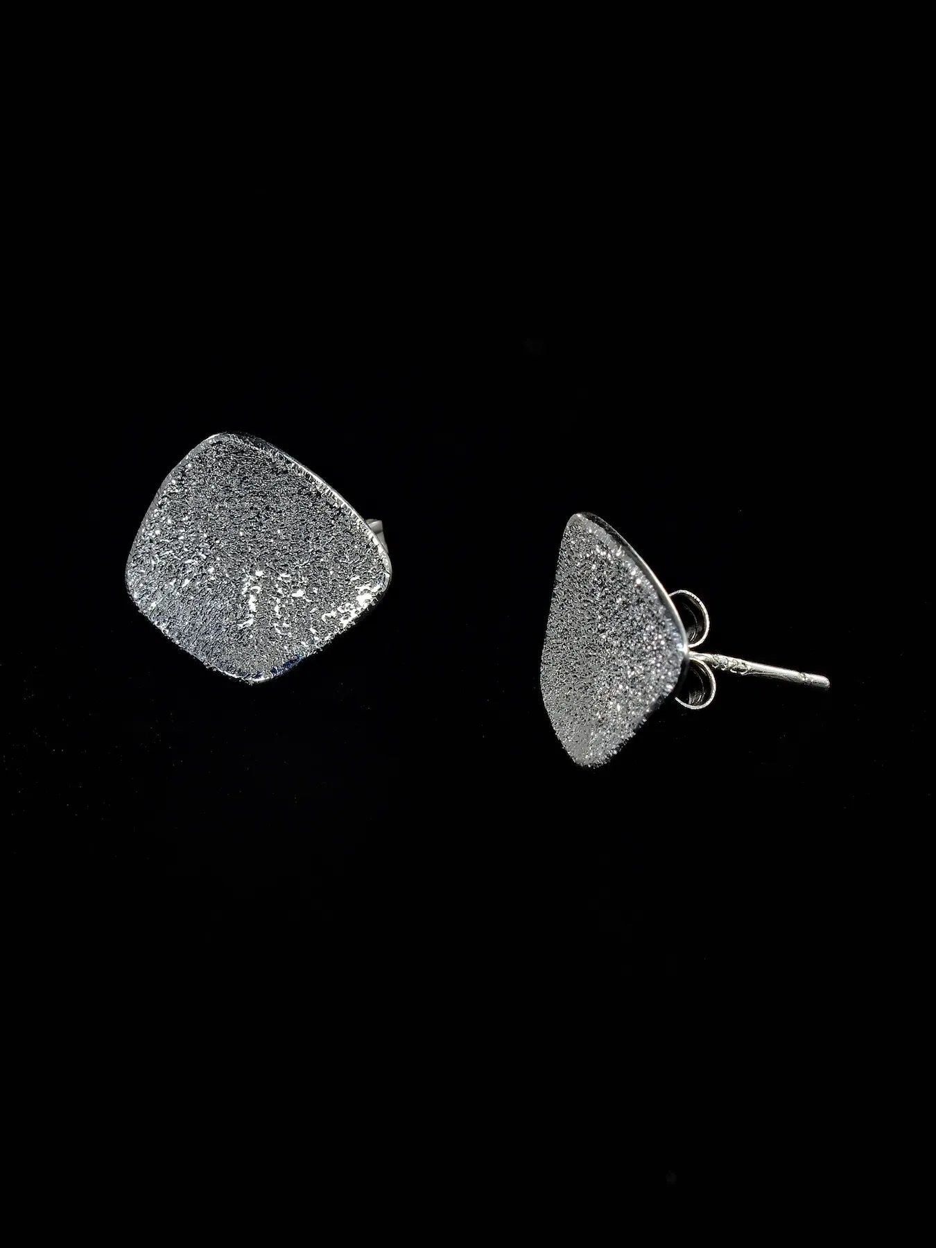 Sterling Silver Earrings with Crystal Effect Texture | Soulle Moon