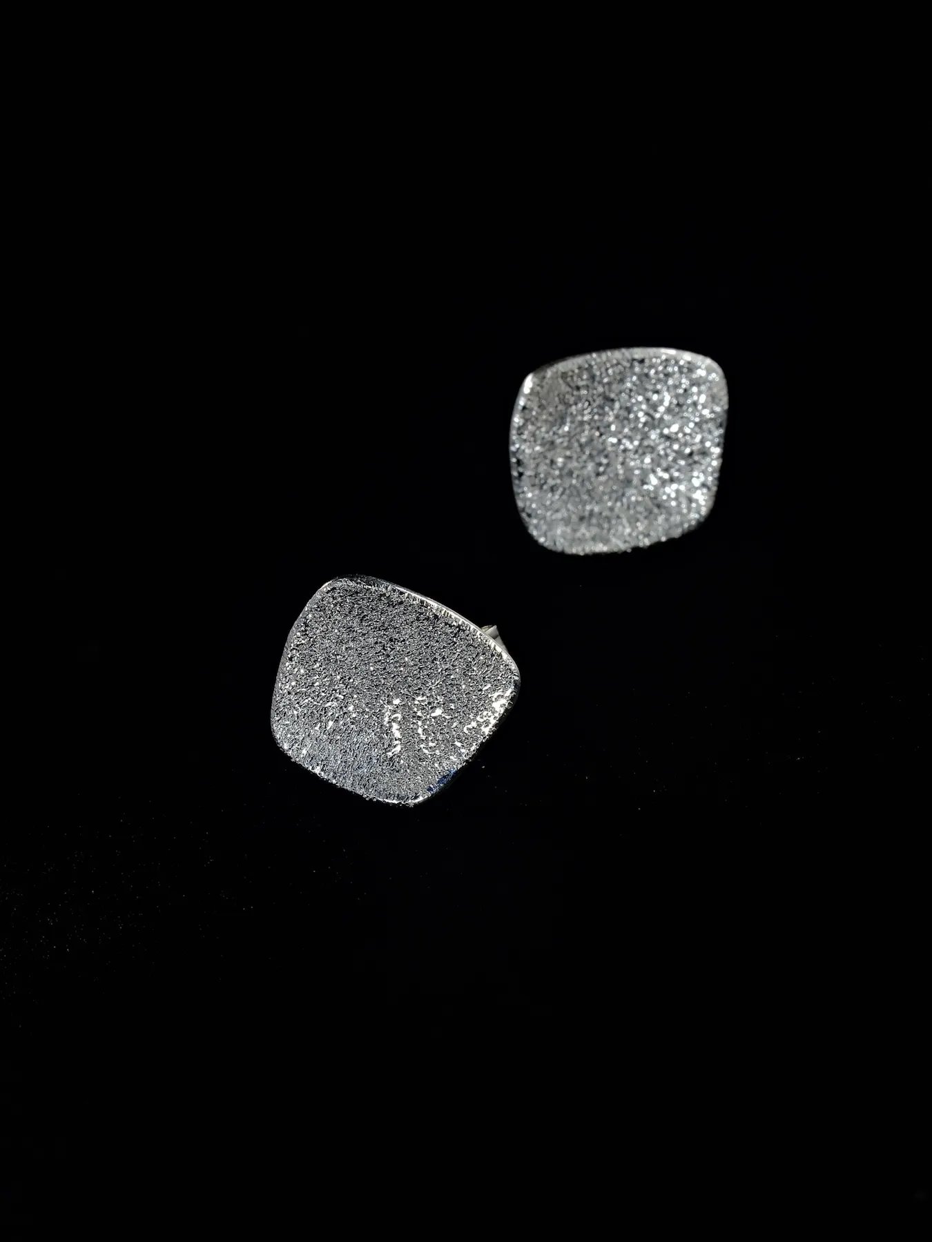 Sterling Silver Earrings with Crystal Effect Texture | Soulle Moon