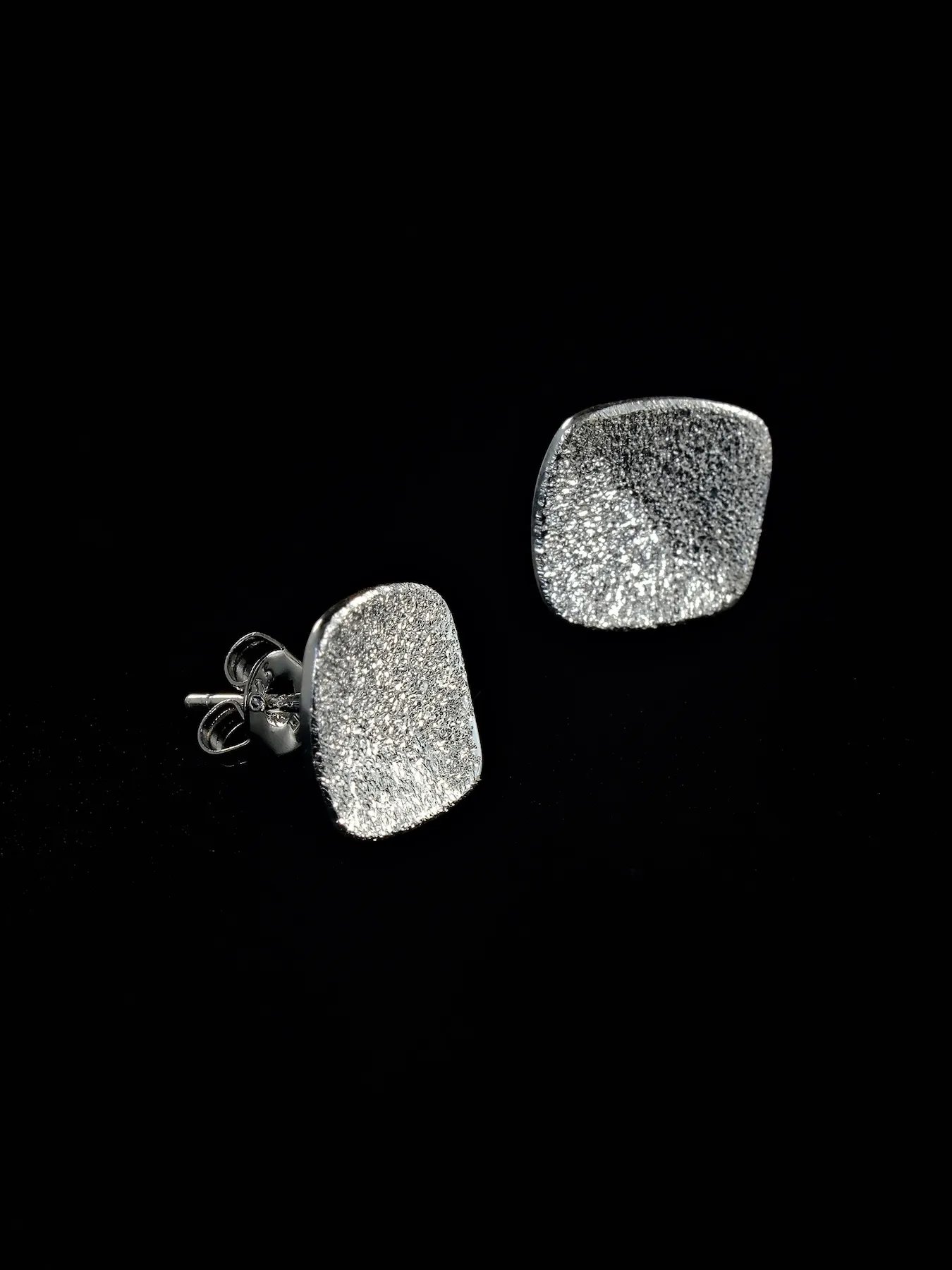 Sterling Silver Earrings with Crystal Effect Texture | Soulle Moon