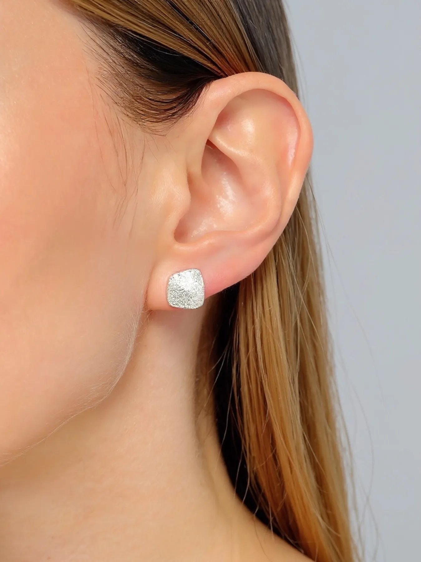 Sterling Silver Earrings with Crystal Effect Texture | Soulle Moon