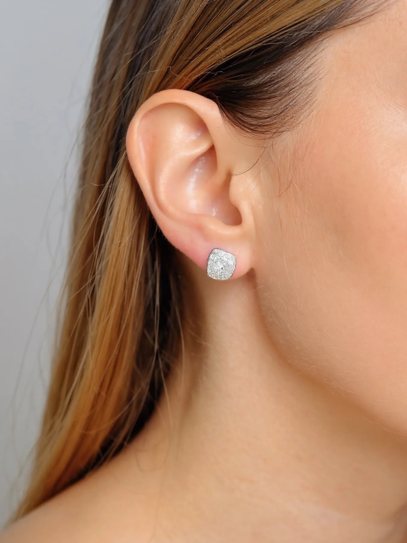 Sterling Silver Earrings with Crystal Effect Texture | Soulle Moon