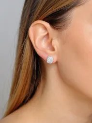 Sterling Silver Earrings with Crystal Effect Texture | Soulle Moon