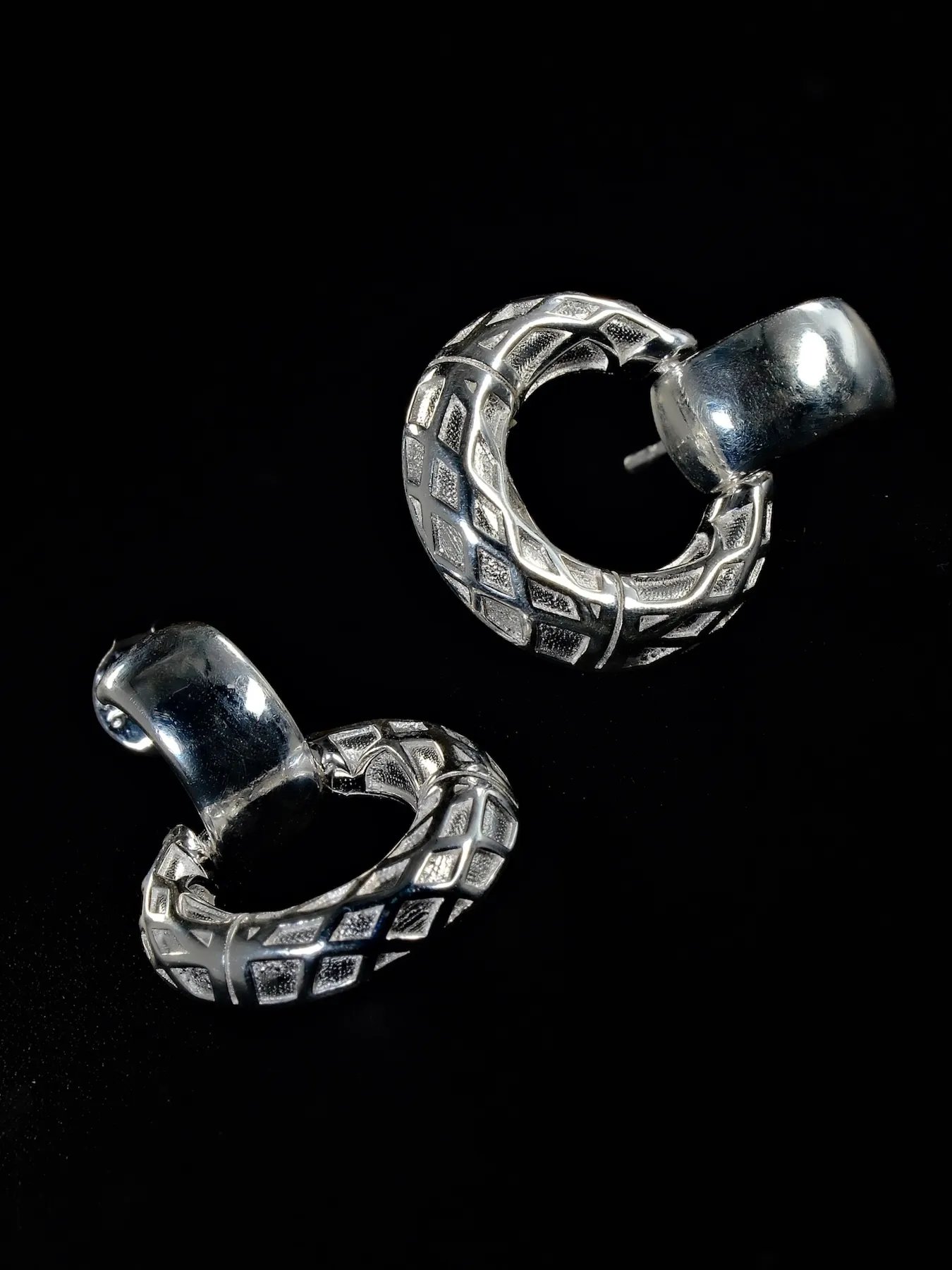 Sterling Silver Earrings with Geometric Pattern | 925 Silver