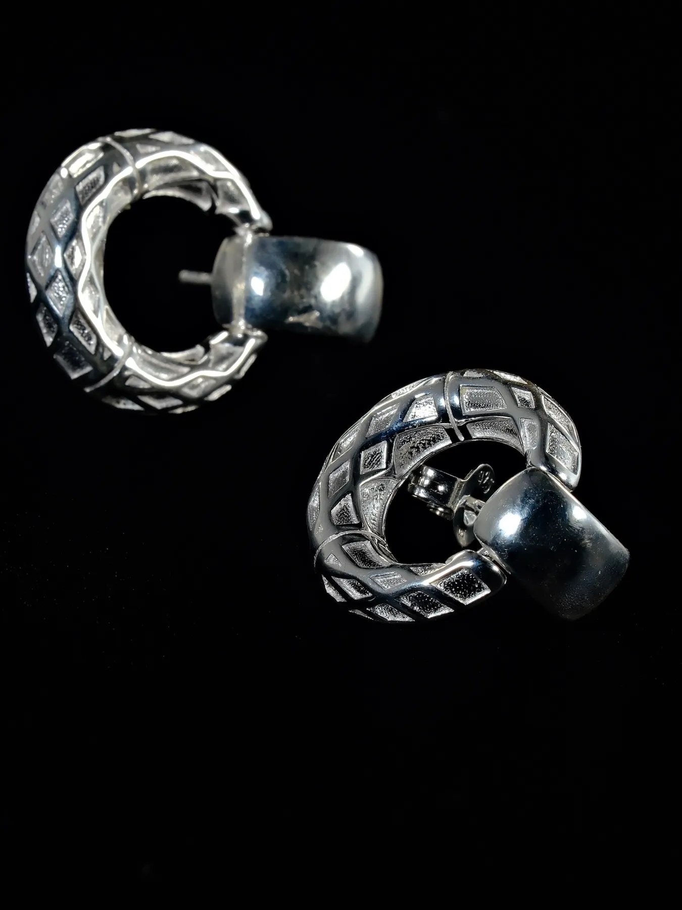 Sterling Silver Earrings with Geometric Pattern | 925 Silver