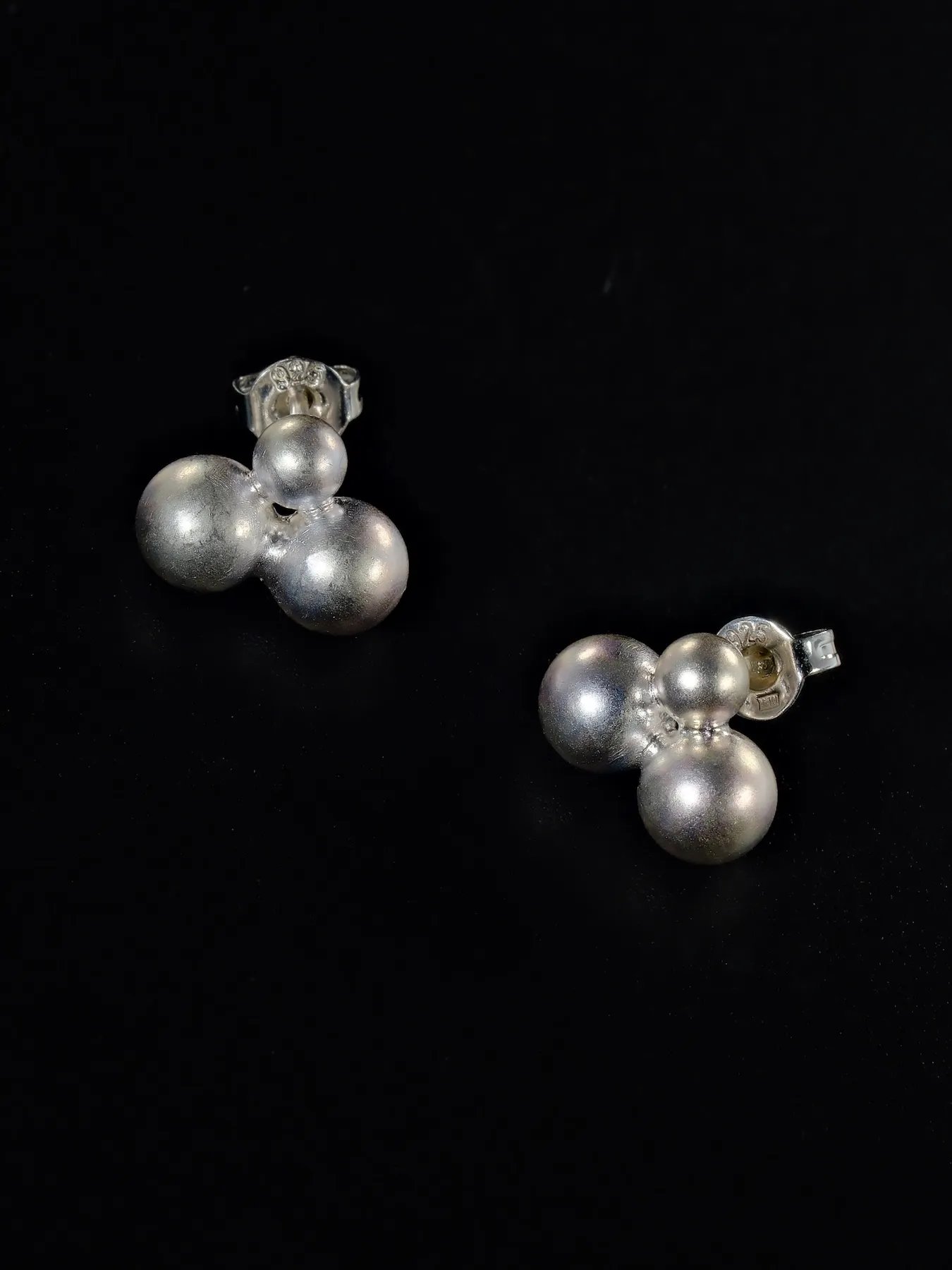 Sterling Silver Earrings with Three Spheres | 925 Silver
