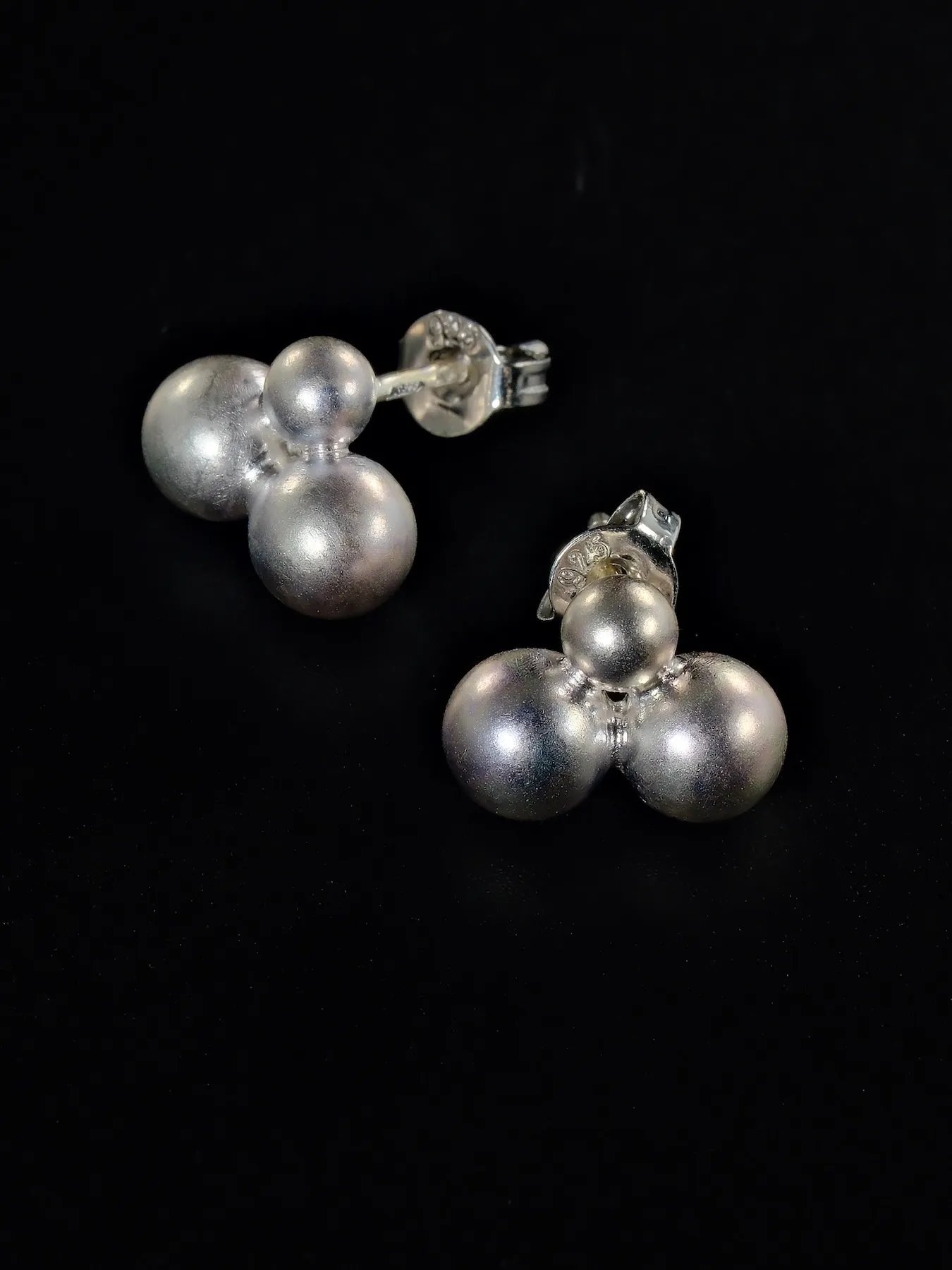 Sterling Silver Earrings with Three Spheres | 925 Silver
