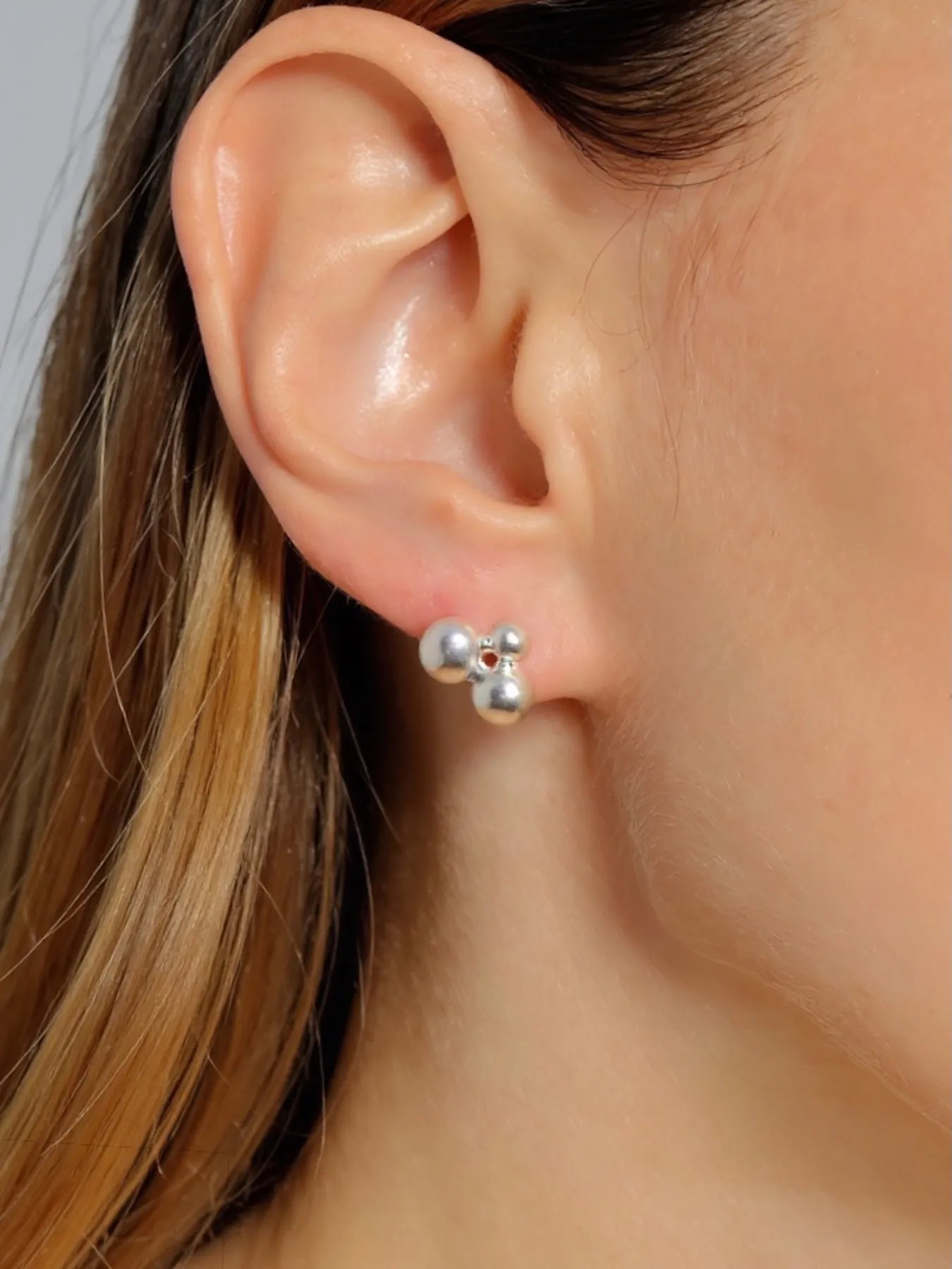 Sterling Silver Earrings with Three Spheres | 925 Silver
