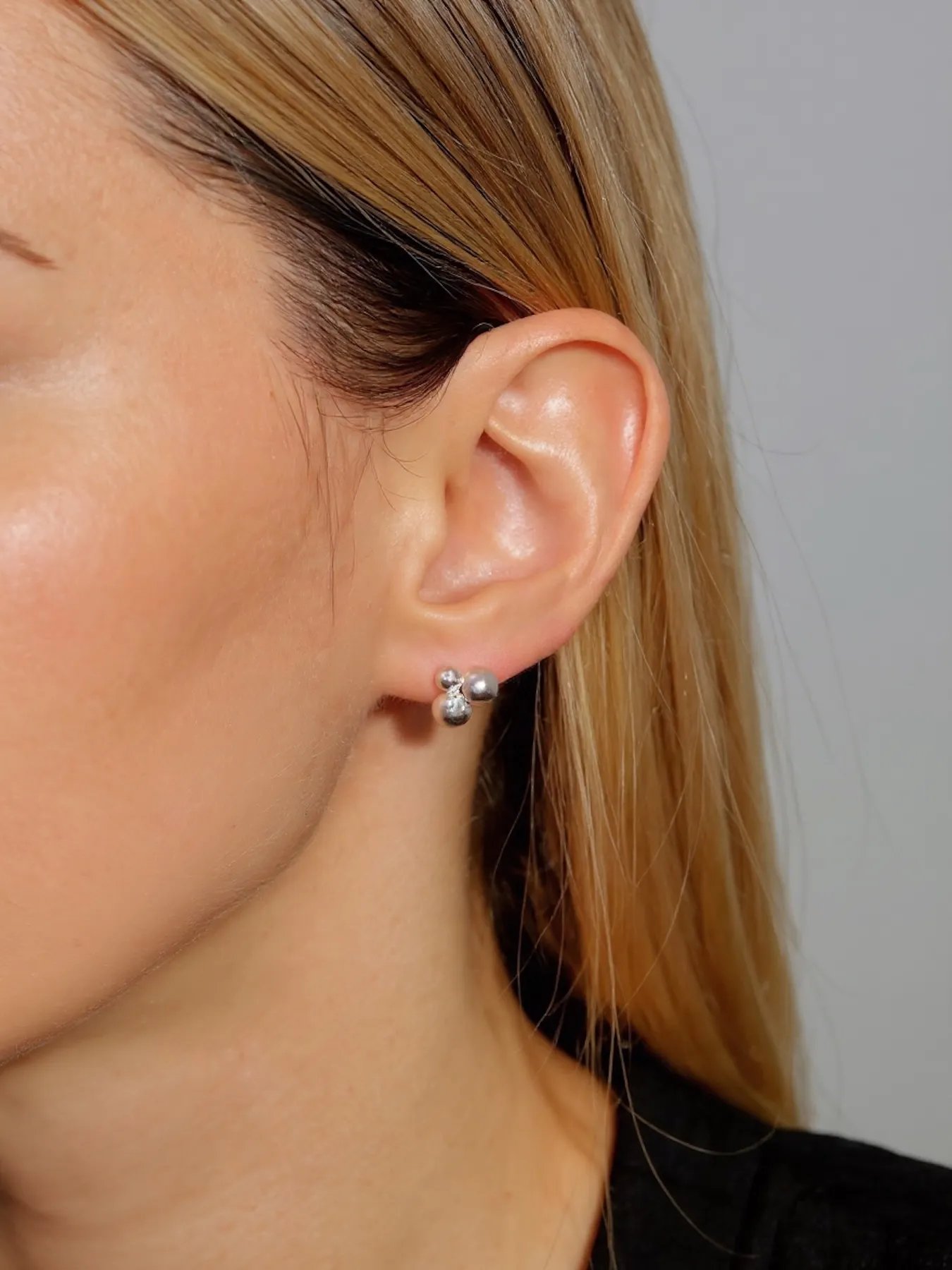 Sterling Silver Earrings with Three Spheres | 925 Silver