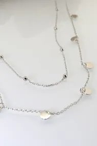 Silver necklace – 925 sterling double-layer chain with coin pendants
