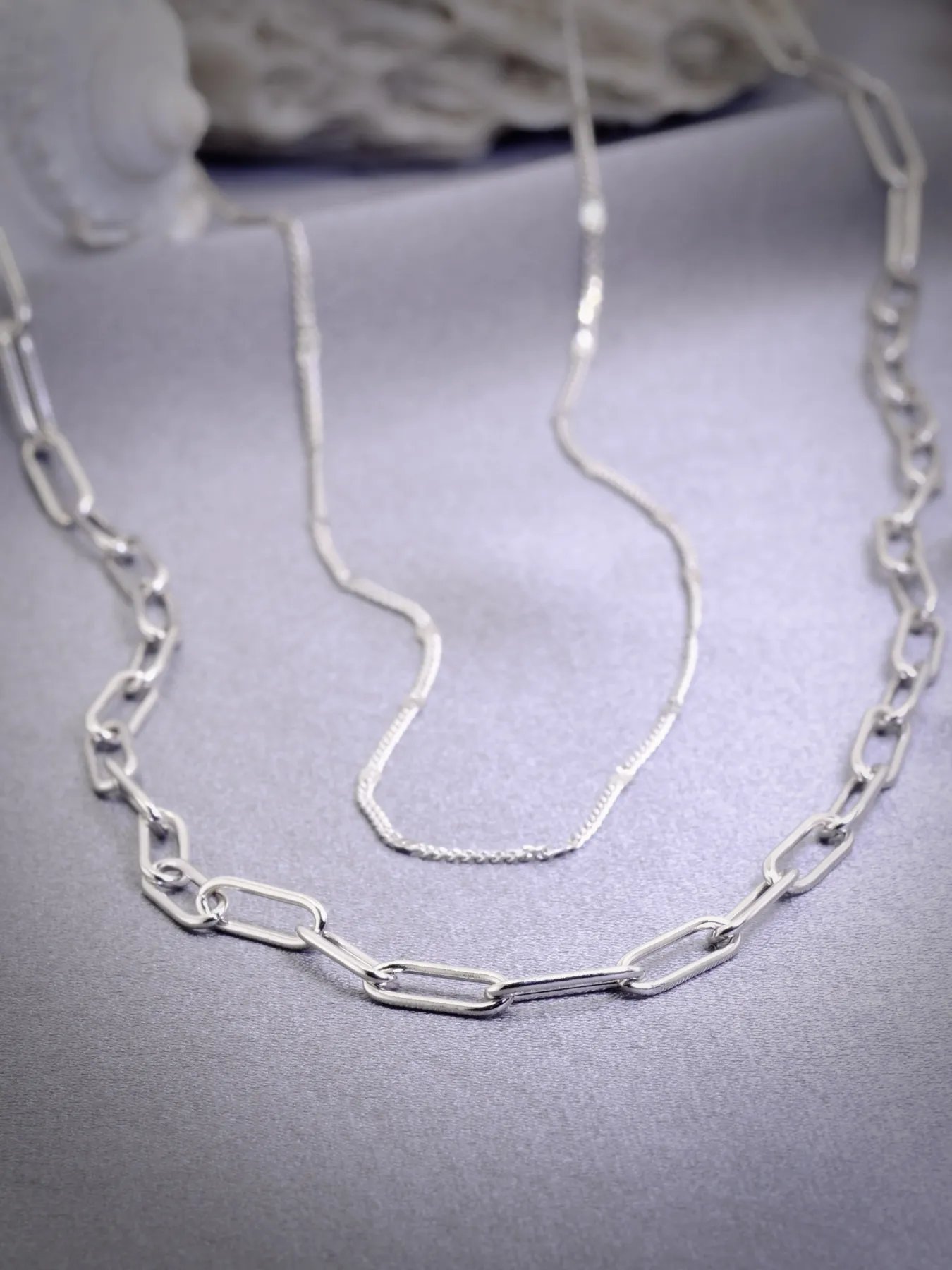 Silver layered necklace – 925 sterling chain