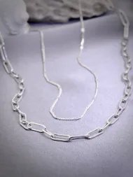 Silver layered necklace – 925 sterling chain