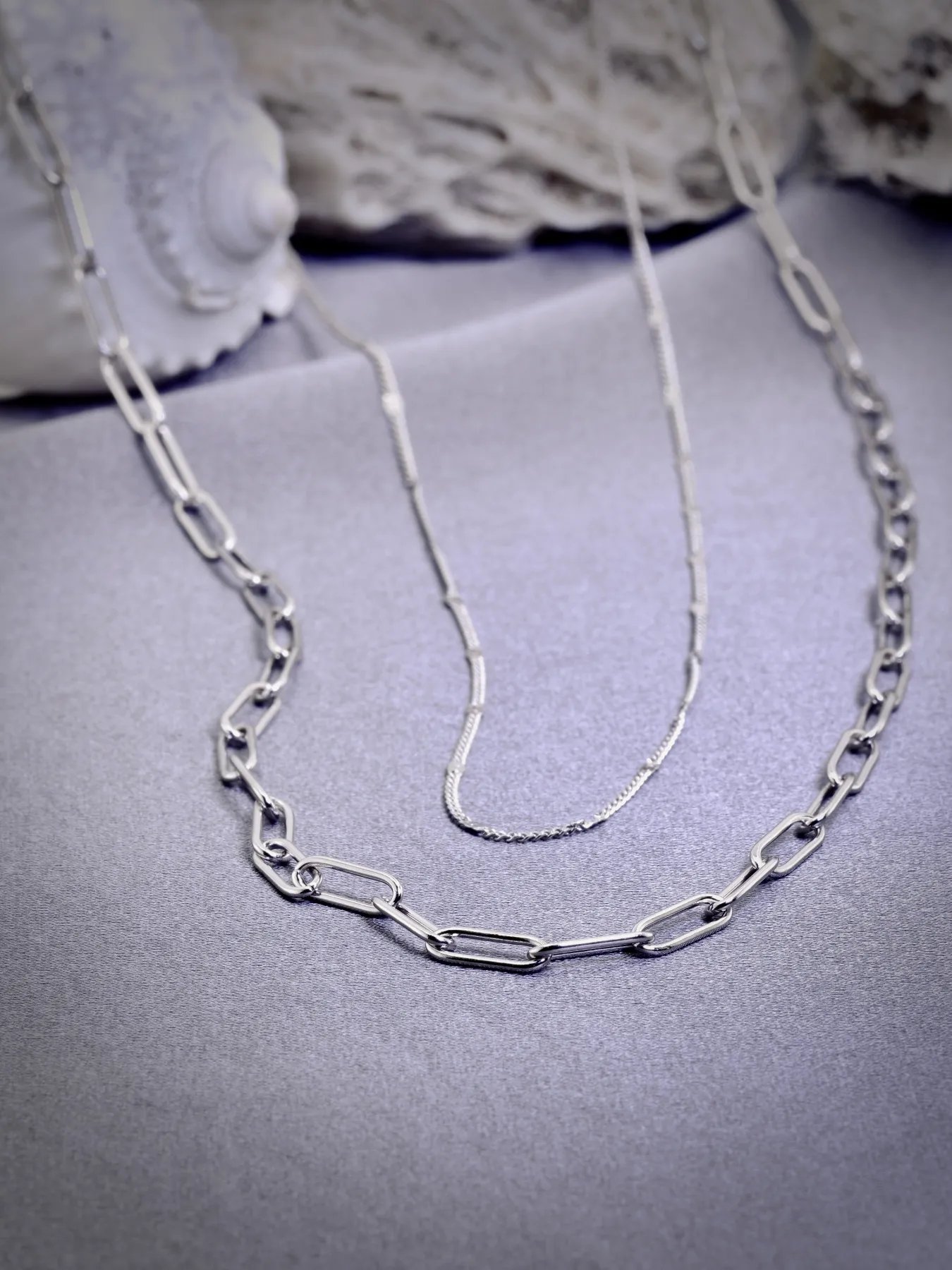 Silver layered necklace – 925 sterling chain