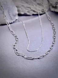 Silver layered necklace – 925 sterling chain