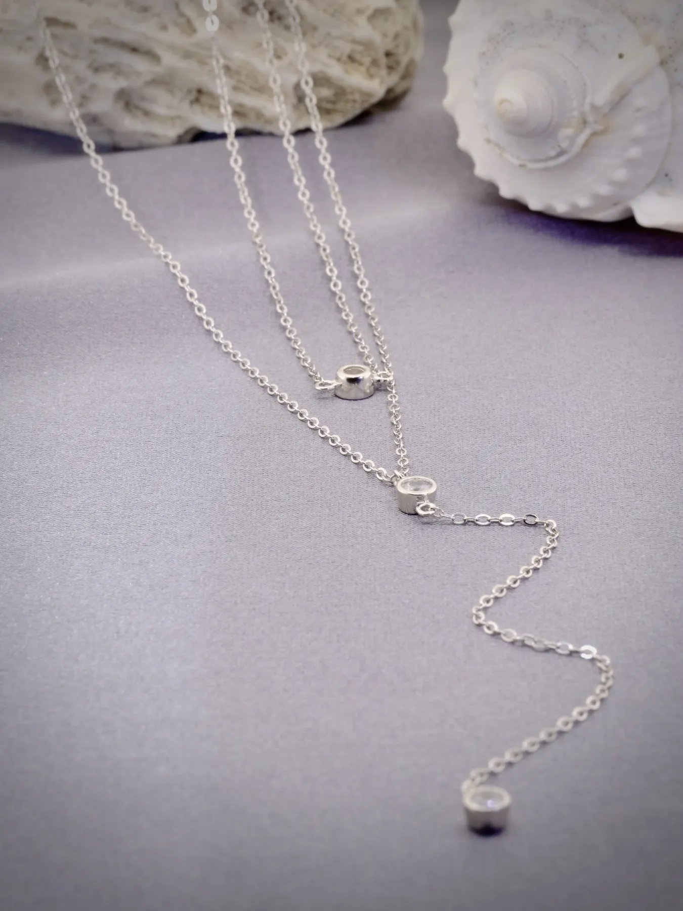 Silver necklace – 925 silver chain with zirconia stones