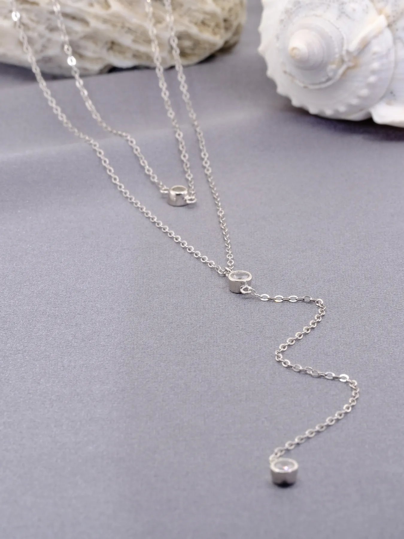 Silver necklace – 925 silver chain with zirconia stones