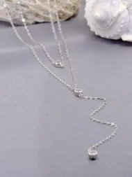 Silver necklace – 925 silver chain with zirconia stones
