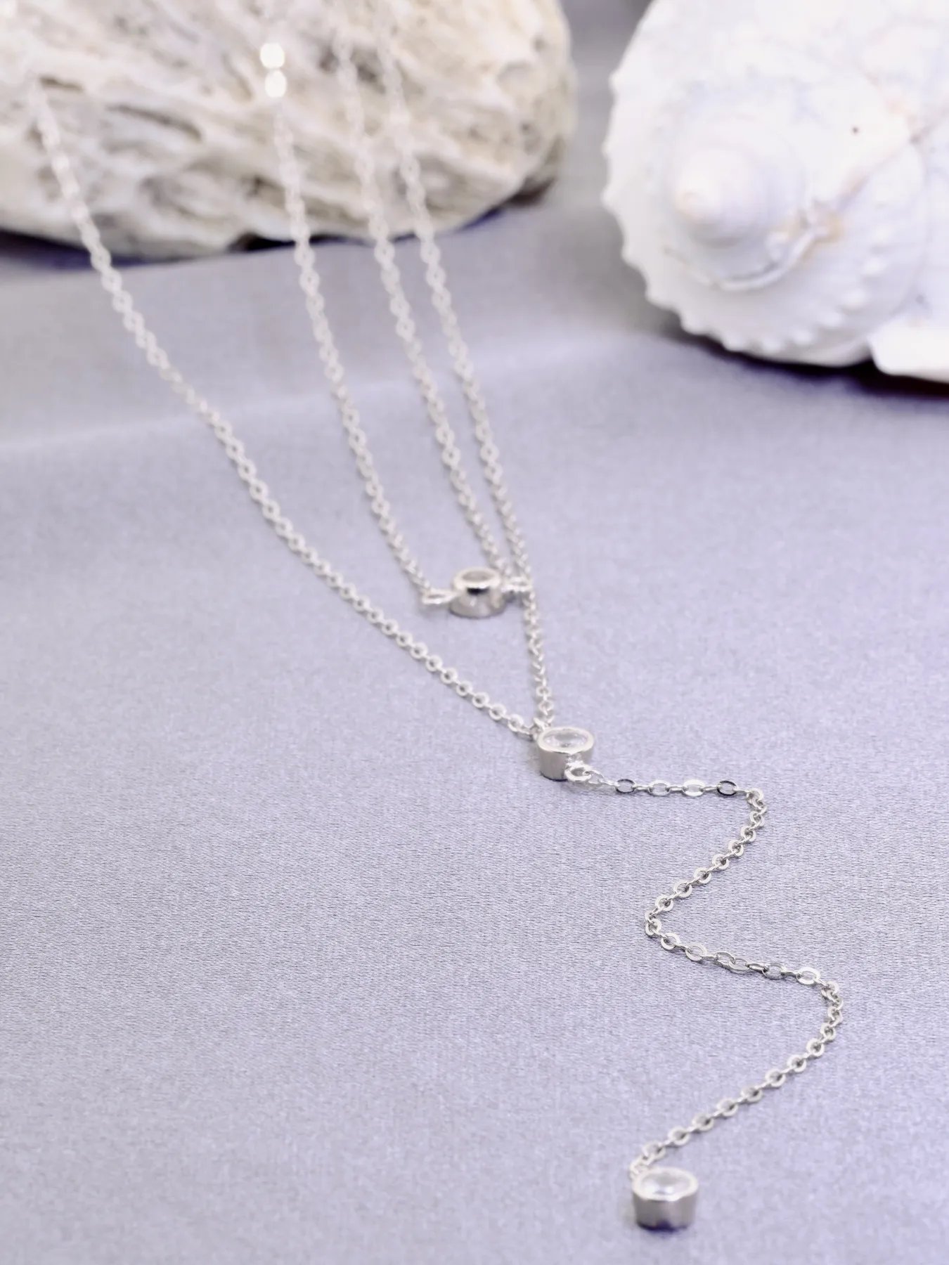 Silver necklace – 925 silver chain with zirconia stones