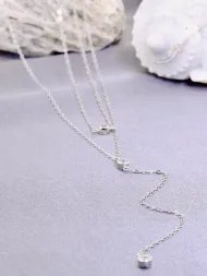 Silver necklace – 925 silver chain with zirconia stones