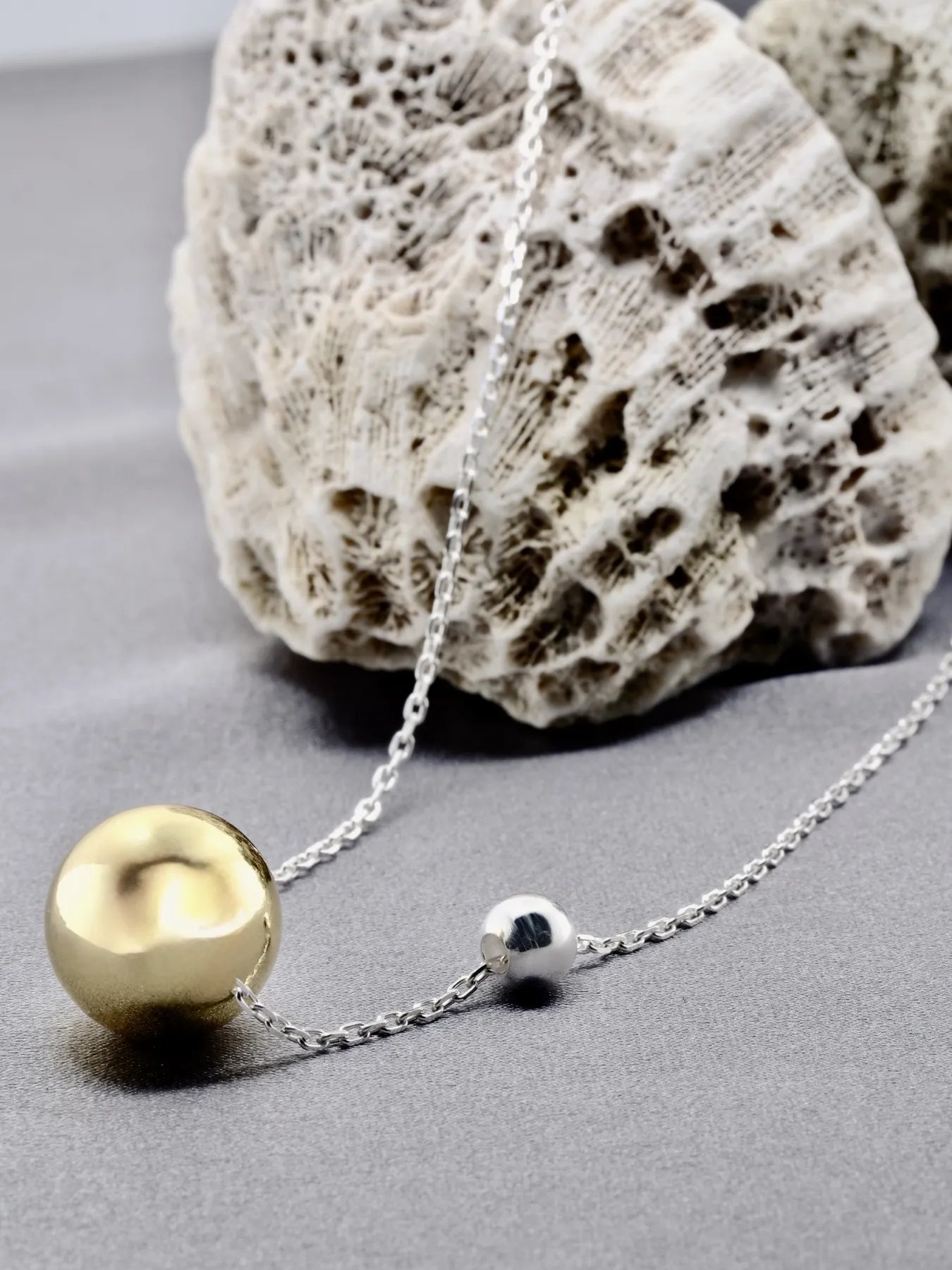 Silver necklace – 925 silver chain with gold-plated pendant