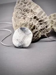 Silver necklace – textured 925 silver pendant design