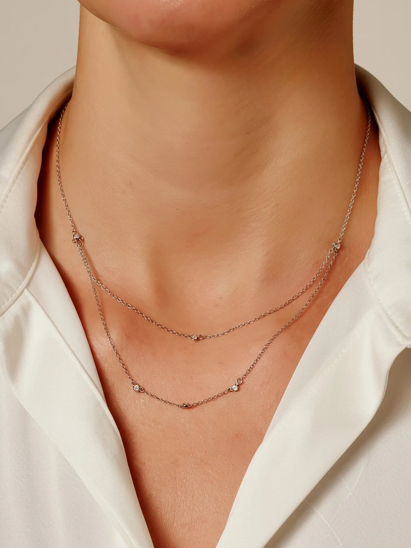 Layered sterling silver necklace