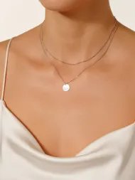 Round Pendant necklace 925 silver