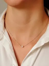 Silver necklace with pearl – 925 sterling chain